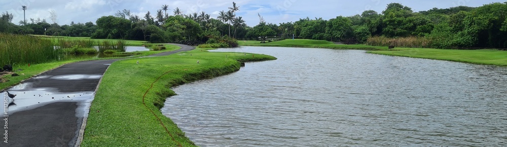Golf Course Landscape beautiful landscape water grass summer in the tropics Golf Course Landscape beautiful landscape water grass summer in the tropics