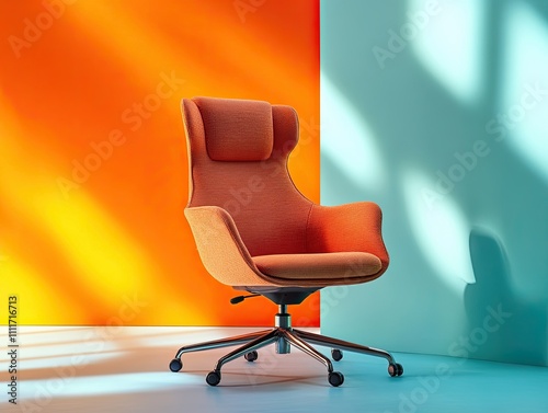Ergonomic chair isolated on colorful background