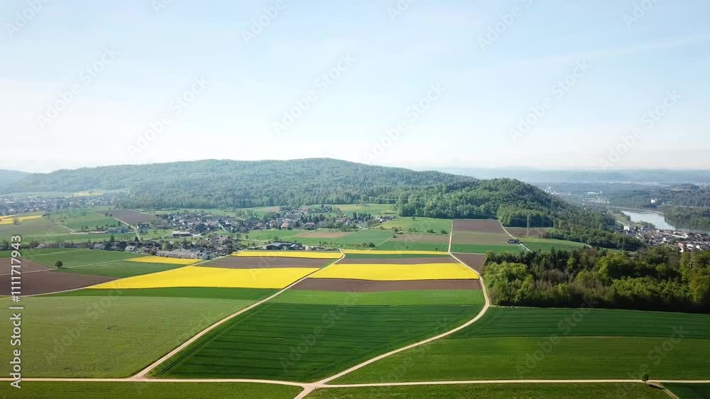 Drone shot of a field in Habsburg in the Fall, Canton Aargau, Switzerland. Drone shot of a field in Habsburg in the Fall, Canton Aargau, Switzerland.