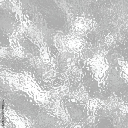 Silver foil metallic pattern. Matte white and grey frosted glass texture. Stained glass tile with glitter effect. Mirrored chrome surface. Vector background