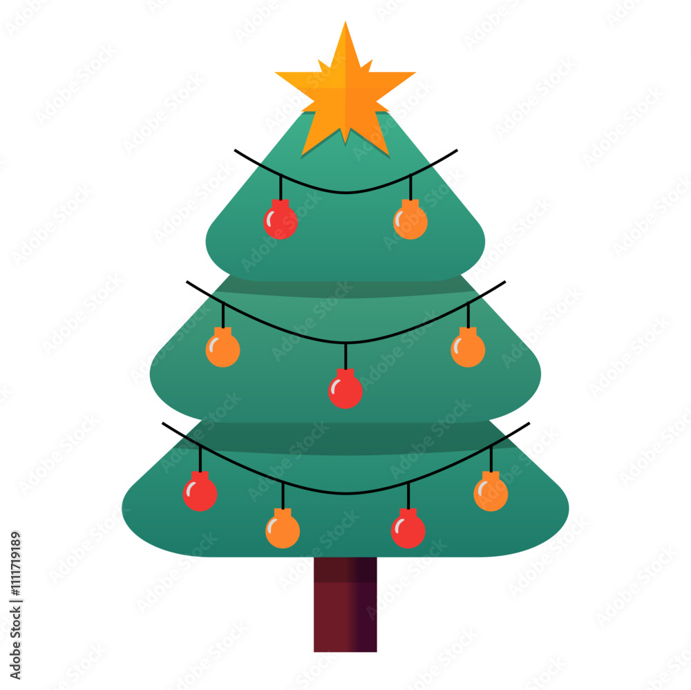 christmas tree illustration with editable shape and stroke christmas tree illustration with editable shape and stroke