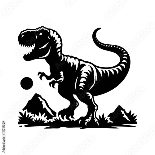 T-Rex (Tyrannosaurus Rex) silhouette logo icon black white design