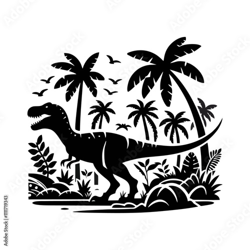 T-Rex (Tyrannosaurus Rex) silhouette logo icon black white design