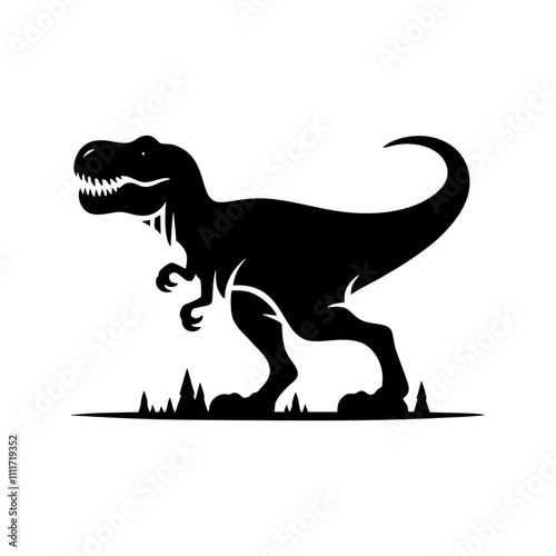 T-Rex (Tyrannosaurus Rex) silhouette logo icon black white design