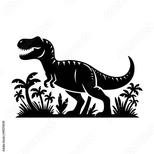 T-Rex (Tyrannosaurus Rex) silhouette logo icon black white design