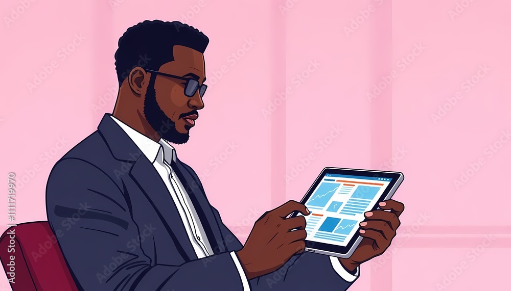 Black Man Using Tablet for Professional Planning Black Man Using Tablet for Professional Planning