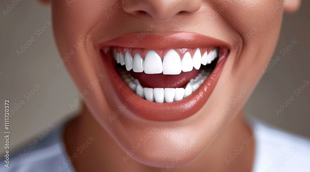 Teeth, smile and mouth of a woman for dental care isolated on a blue background in studio. 