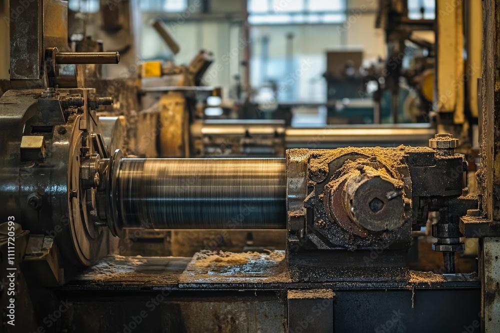 Industrial machinery, metalworking, dusty, dark, gritty. Industrial machinery, metalworking, dusty, dark, gritty.