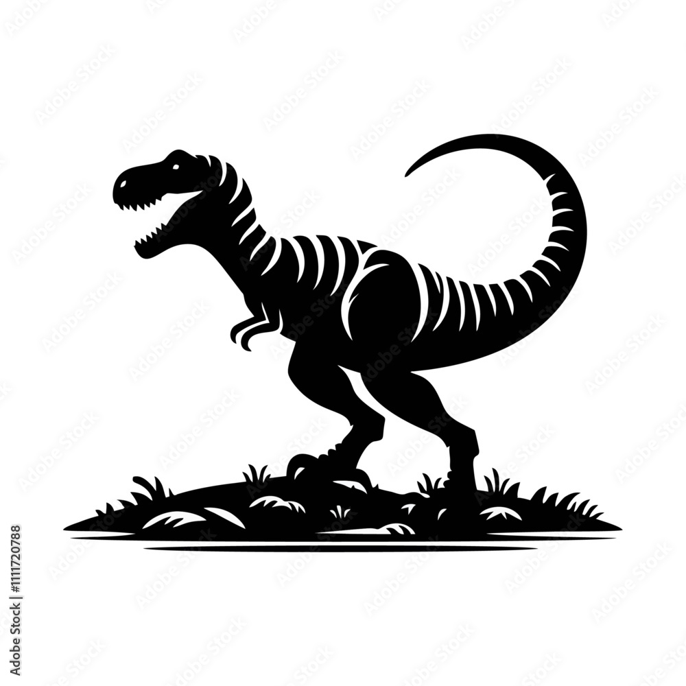 Obraz premium T-Rex (Tyrannosaurus Rex) silhouette logo icon black white design