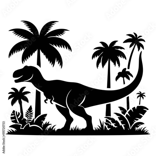 T-Rex (Tyrannosaurus Rex) silhouette logo icon black white design