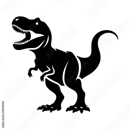 T-Rex (Tyrannosaurus Rex) silhouette logo icon black white design