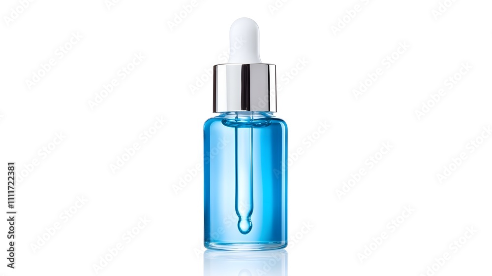 Transparent blue dropper bottle for skincare, isolated on a white background. Minimalist beauty packaging. Beauty product showcase. Transparent blue dropper bottle for skincare, isolated on a white background. Minimalist beauty packaging. Beauty product showcase.