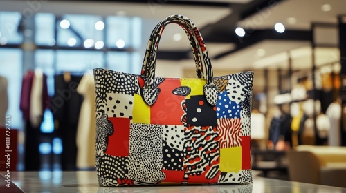 Wallpaper Mural Colorful Fashion Handbag with Abstract Patterns in Boutique Setting Torontodigital.ca