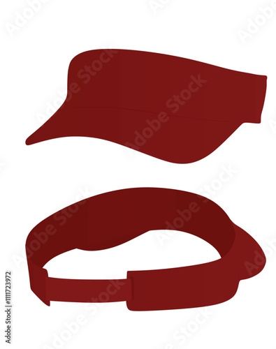 Red  visor cap. vector illustration