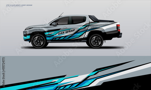 Sporty pick up truck car wrap livery design ready print decal fit on universal pick up truck vehicles	