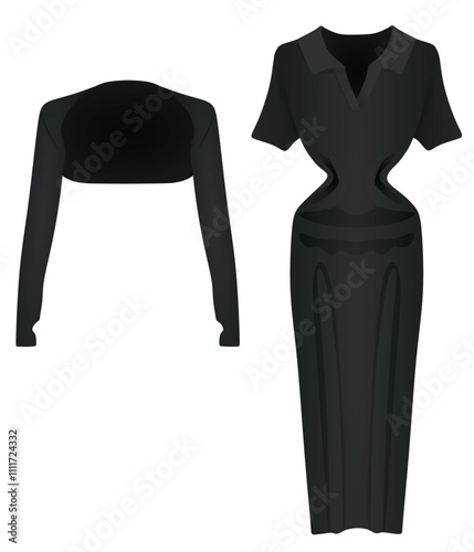 Bolero and dress. vector illustration