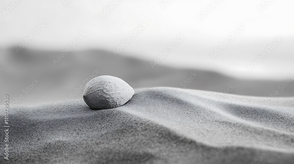 Single White Object Rests On Gray Sand Dunes Single White Object Rests On Gray Sand Dunes