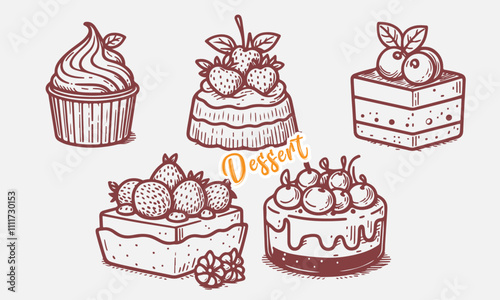 Vintage Hand-Drawn Dessert Sketches