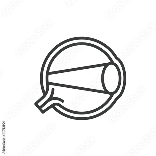 Eye hyperopia, icon in line design. Hyperopia, eye, farsightedness, vision, correction, sight, optical on white background vector. Eye hyperopia editable stroke icon