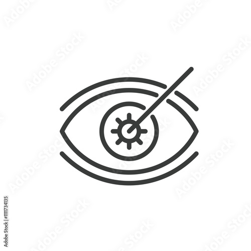 Laser vision correction, icon in line design. Laser, vision, correction, surgery, eyesight, procedure, refractive on white background vector. Laser vision correction editable stroke icon