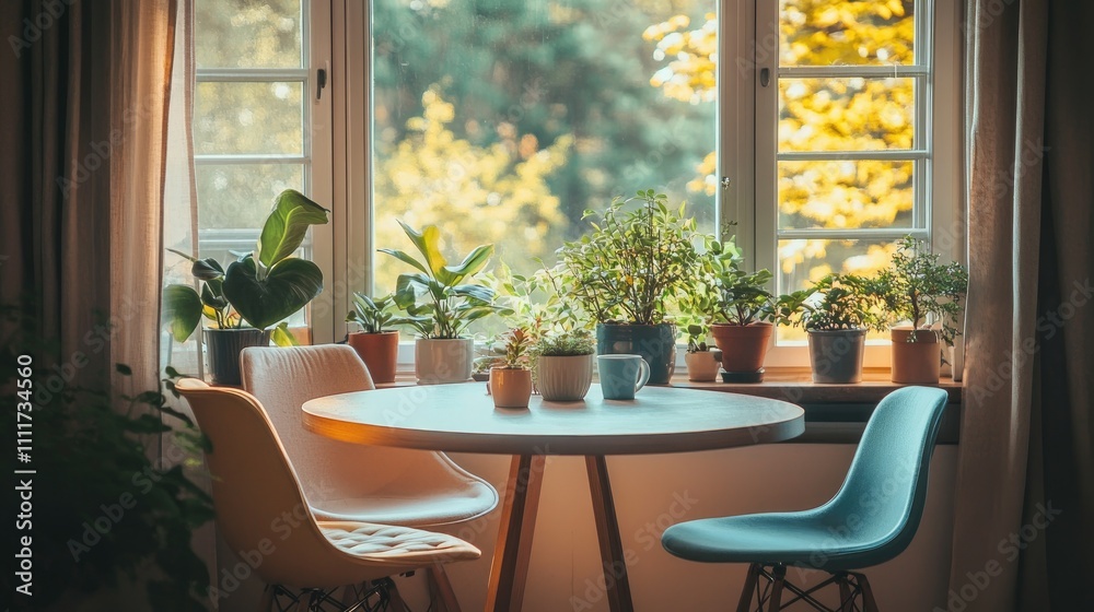 Sunlight Streams: Indoor Plants Thrive, Coffee Brews, Relaxation Awaits. Serene Home Ambiance. Sunlight Streams: Indoor Plants Thrive, Coffee Brews, Relaxation Awaits. Serene Home Ambiance.