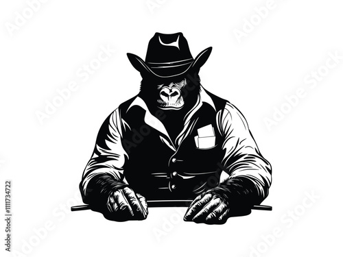 Gambling Game Gorilla Silhouette Design