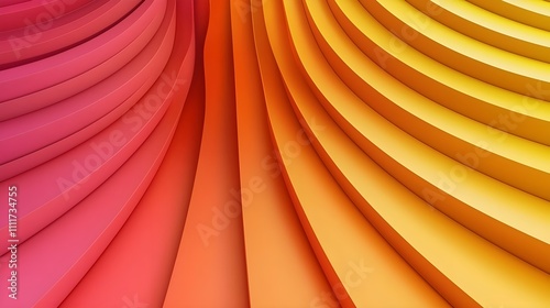 Vivid gradient abstract structure, warm color gradient from red to yellow, complex angles and lines, close-up for texture emphasis photo