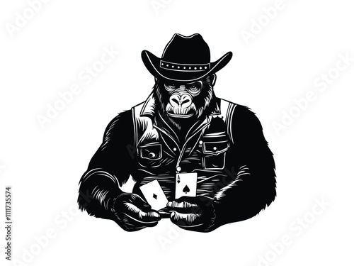 Gambling Game Gorilla Silhouette Design
