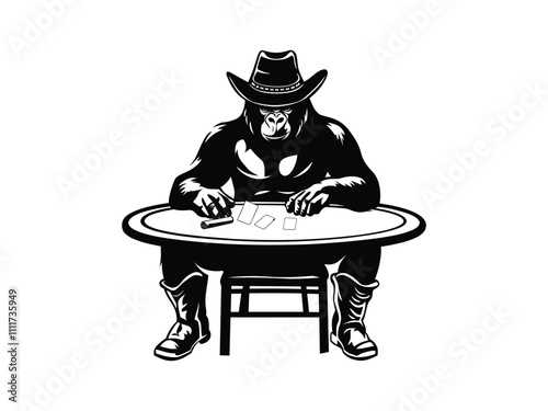 Gambling Game Gorilla Silhouette Design