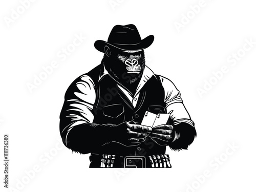 Gambling Game Gorilla Silhouette Design