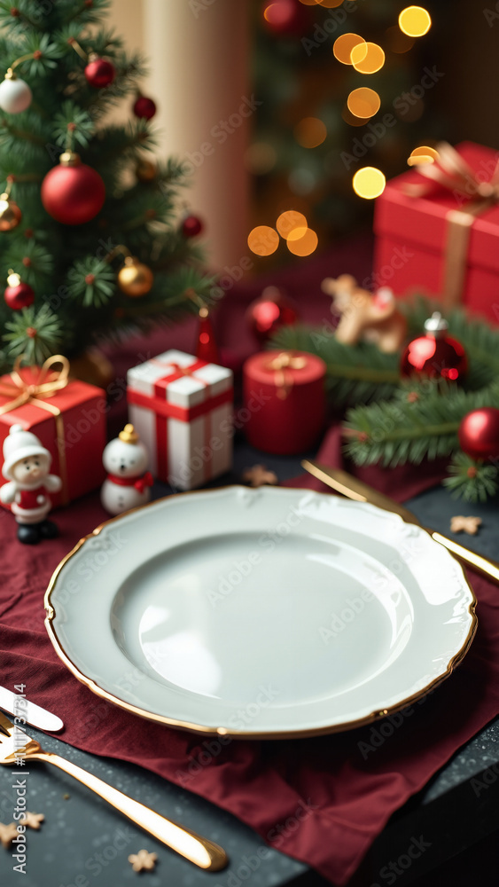Festive Christmas Dinner Table Setting: Perfect for Holiday Marketing, Greeting Cards, and Restaurant Promotions Festive Christmas Dinner Table Setting: Perfect for Holiday Marketing, Greeting Cards, and Restaurant Promotions