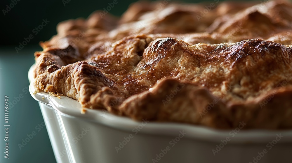Freshly Baked Pie with Flaky Crust Close Up Freshly Baked Pie with Flaky Crust Close Up