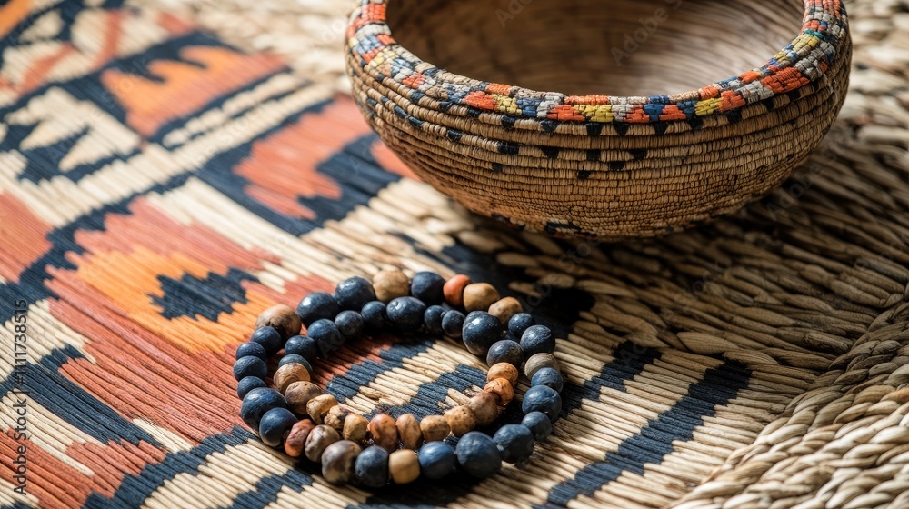 Elegant Handcrafted Jewelry and Artisan Bowl on Textured Surface Elegant Handcrafted Jewelry and Artisan Bowl on Textured Surface