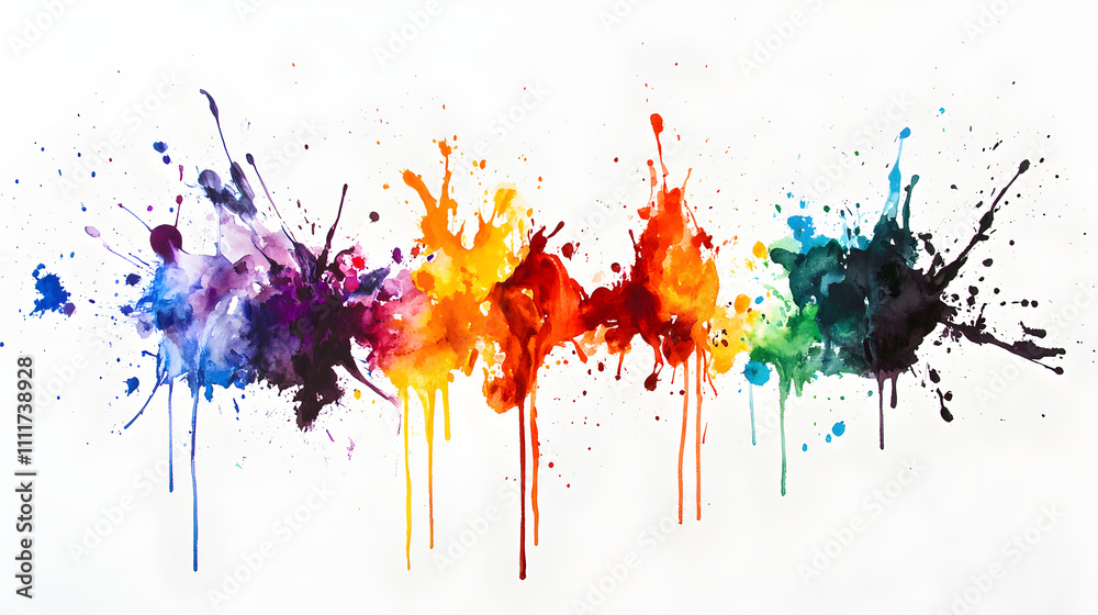 Fototapeta premium A dynamic combination of watercolor splashes followed by dripping paint
