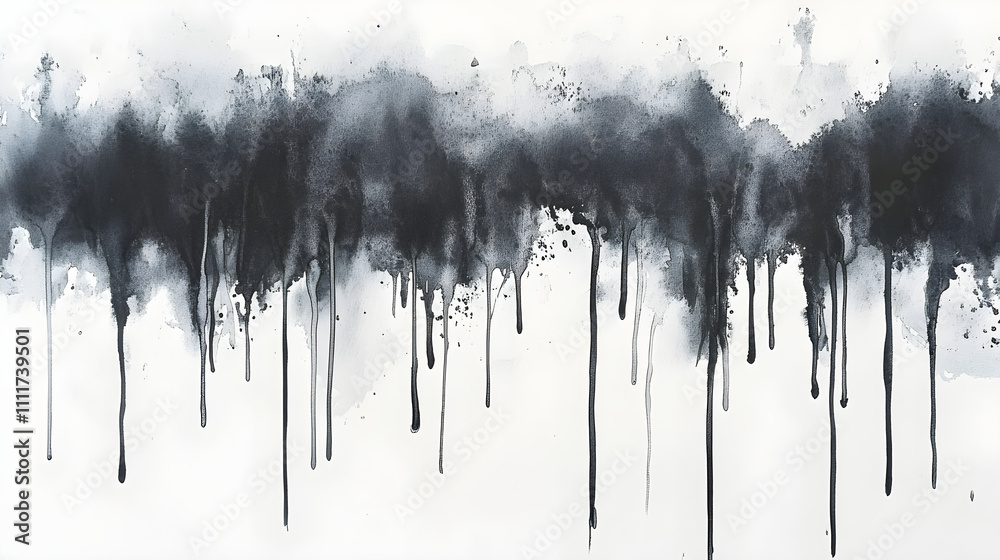Ink wash technique dripping down in shades of gray Ink wash technique dripping down in shades of gray