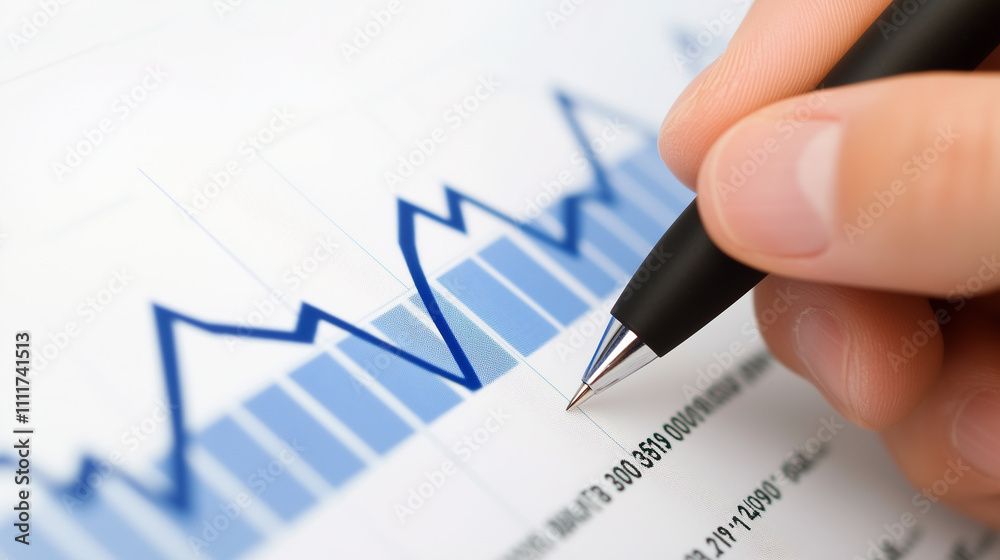 Economic growth graph, blue line graph shows a sharp upward trend, Ai generated images Economic growth graph, blue line graph shows a sharp upward trend, Ai generated images