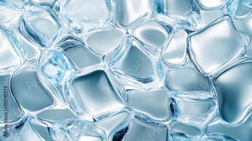 Abstract Close-up of Frosted Ice Cubes photo