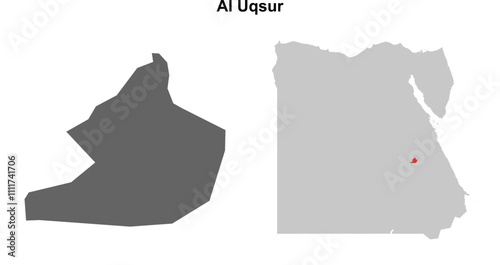 Al Uqsur governorate blank outline map set