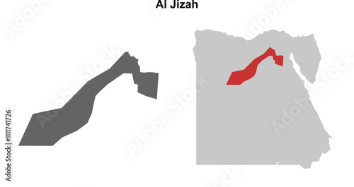 Al Jizah governorate blank outline map set