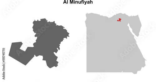 Al Minufiyah governorate blank outline map set photo