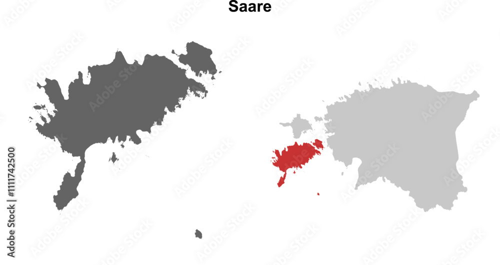 Obraz premium Saare county blank outline map set