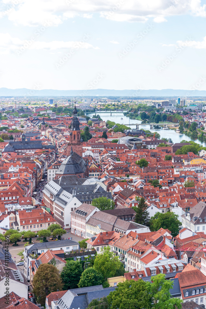 The Heidelberg Old Town view from the Castle garden on the hilltop, Heidelberg, Germany, 19 Aug 2022 The Heidelberg Old Town view from the Castle garden on the hilltop, Heidelberg, Germany, 19 Aug 2022