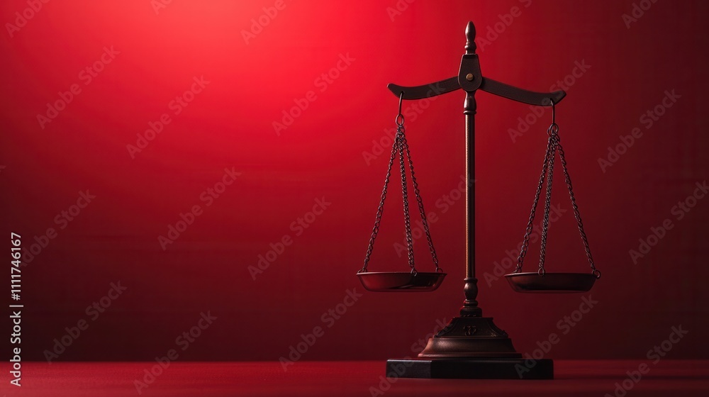 Inflation prices and policy, Scale of justice on red background