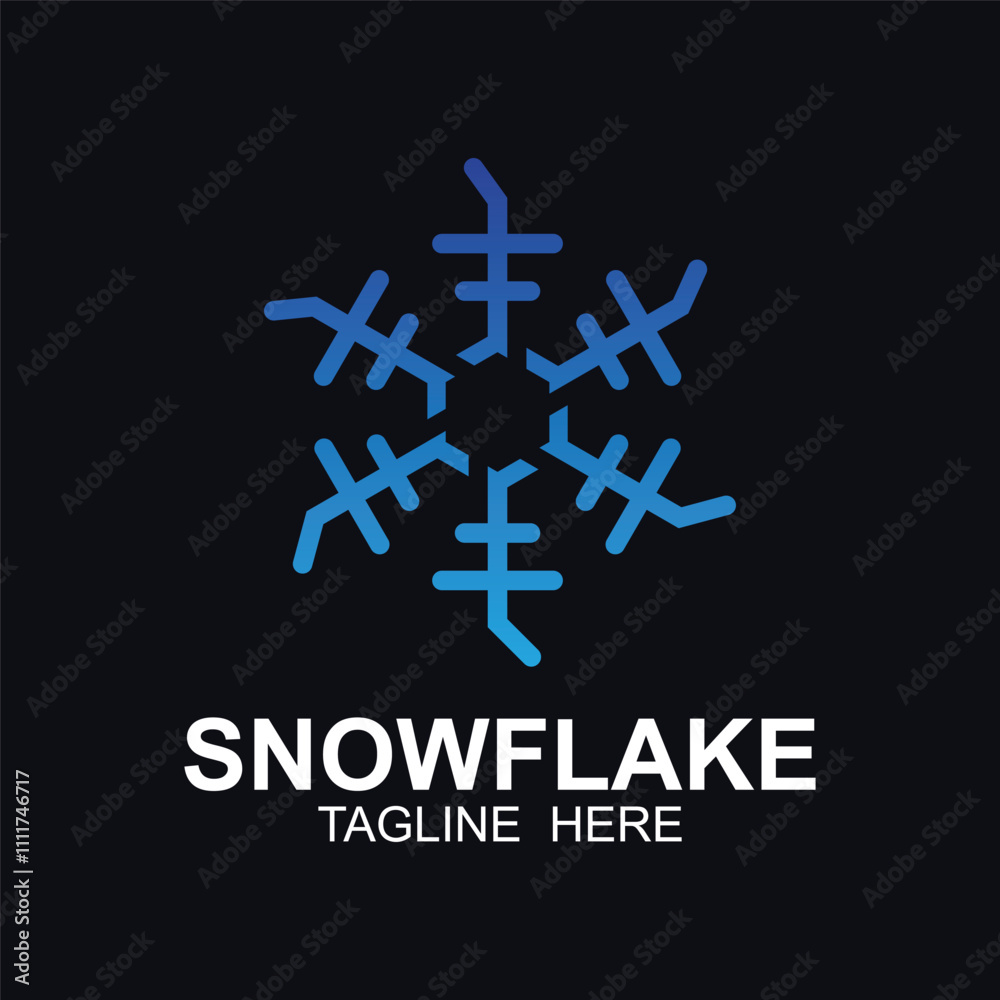 Obraz premium Snowflake Logo vector, Christmas Holiday snowflake picture, snowflake app icon, Snowflake illustration Design.