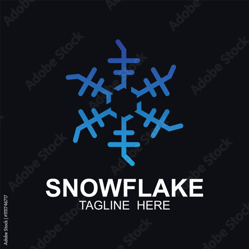 Snowflake Logo vector, Christmas Holiday snowflake picture, snowflake app icon, Snowflake illustration Design.