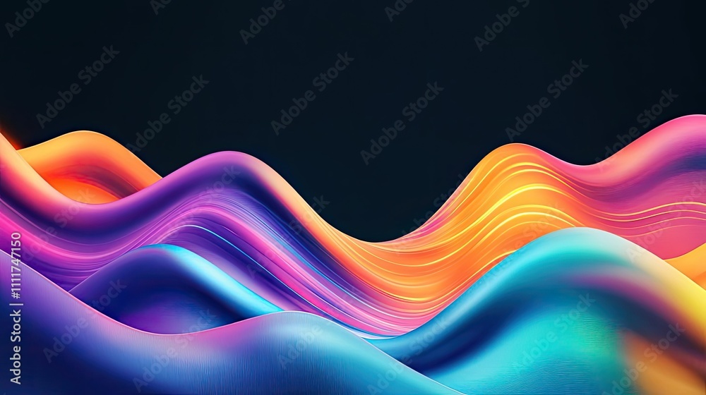 Obraz premium Abstract wave pattern in vibrant colors on a dark background.