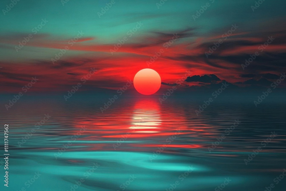 A serene sunset over calm waters, blending vibrant colors in the sky.