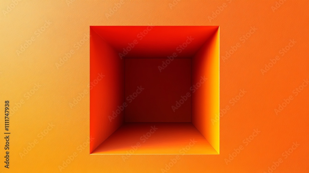A large orange wall with a small hole in it A large orange wall with a small hole in it