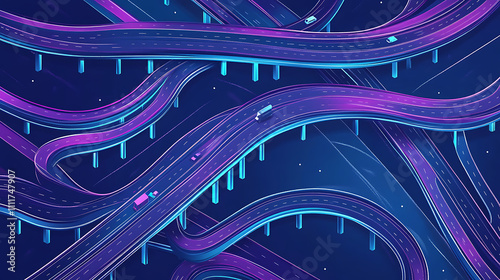 A simplified highway vector illustration with gentle curves and a plain background for versatile use 
