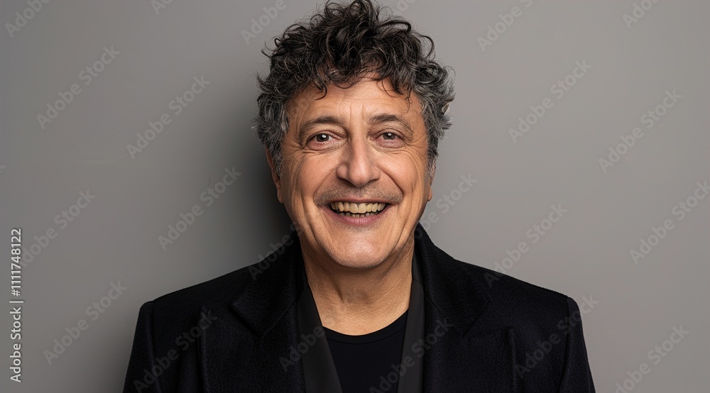 handsome mature man standing alone against a grey background handsome mature man standing alone against a grey background